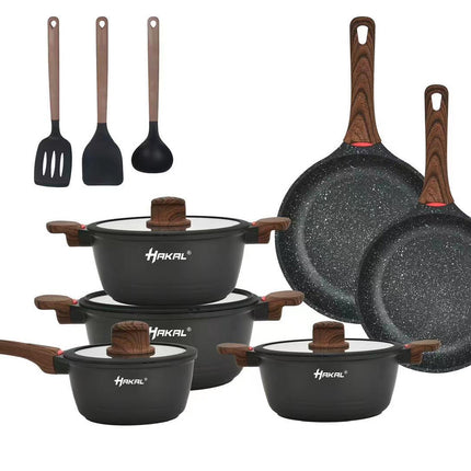 Pannenset - 13-delig - Inductie - Geschikt voor alle warmtebronnen - Kookset - Inclusief accessoires  - gietaluminium met Greblon® anti-aanbak