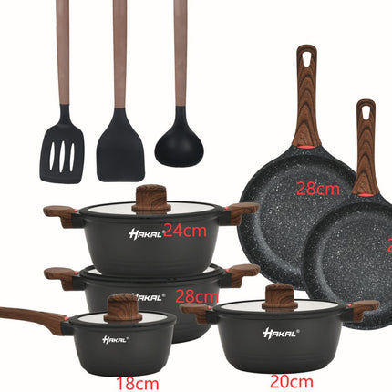 Pannenset - 13-delig - Inductie - Geschikt voor alle warmtebronnen - Kookset - Inclusief accessoires  - gietaluminium met Greblon® anti-aanbak