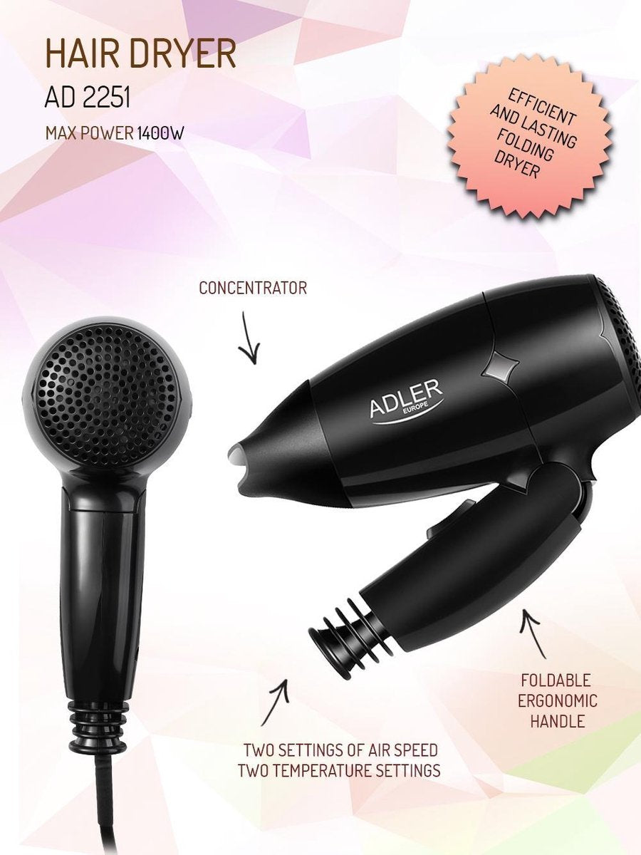 Adler AD2251 - Sèche-cheveux - 1400W