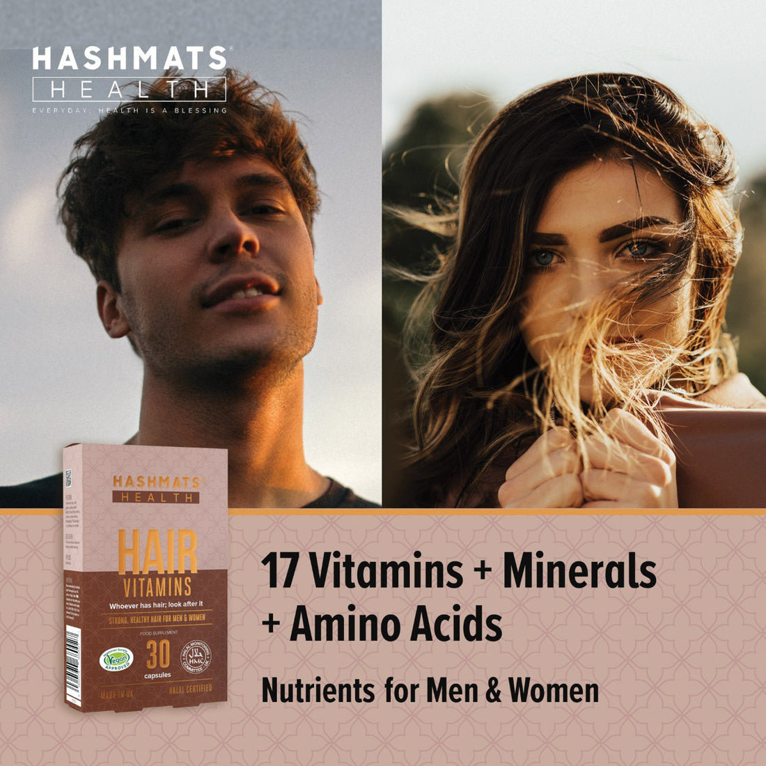 Certifié Halal - Vitamines Cheveux, Peau & Ongles - par HASHMATS®