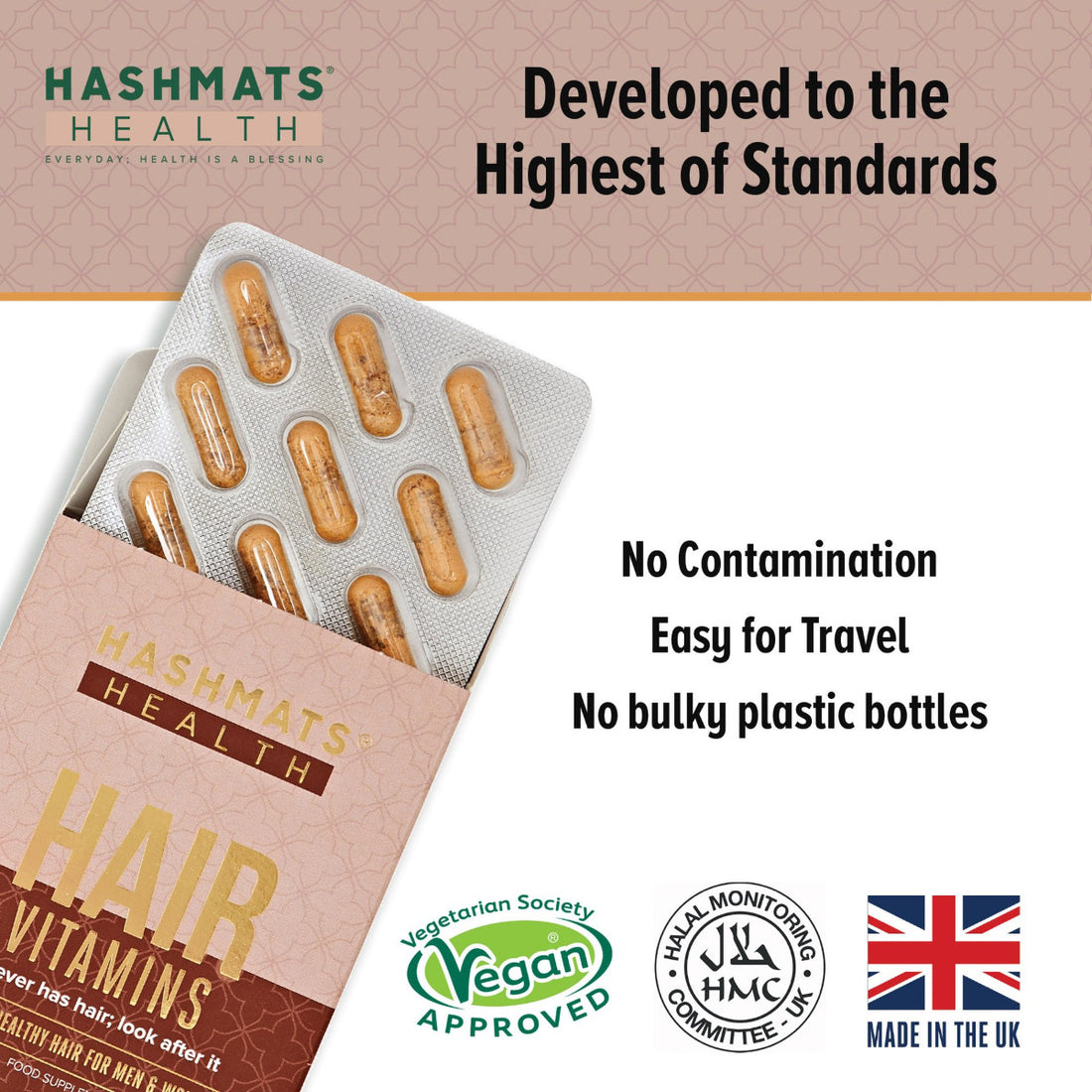 Certifié Halal - Vitamines Cheveux, Peau & Ongles - par HASHMATS®