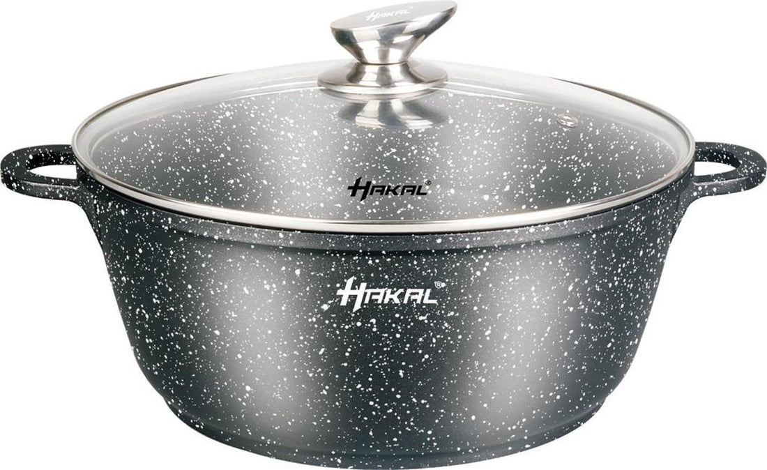 Hakal Premium Pan Set - Cooking Pots & Frying Pan Induction 6-piece - Non-stick coating - stay-cool handles Ø 20, 24 & 28 cm - Black dots