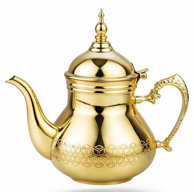 HAKAL Sultana Gouden Marokkaanse Theepot – RVS Arabische Theepot – 0,8 / 1 / 1,5 / 1,8 Liter