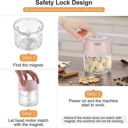 Hakmolen elektrische - USB oplaadbal - Mini Portable Chopper - 250ml