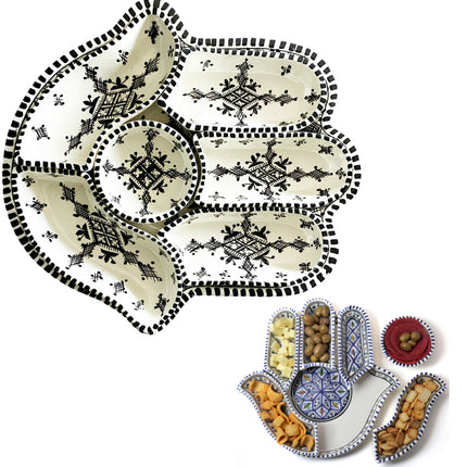 Khamsa schaal serveer set zwart-wit