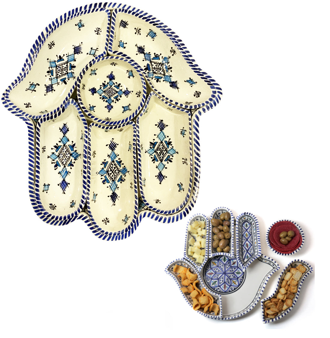 Khamsa appetizer serving set blue-white