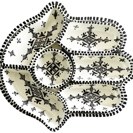 Khamsa schaal serveer set zwart-wit