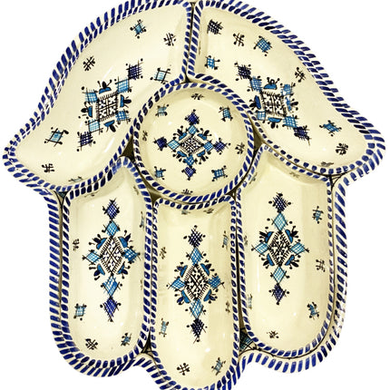 Khamsa hapjesbord serveer set blauw-wit