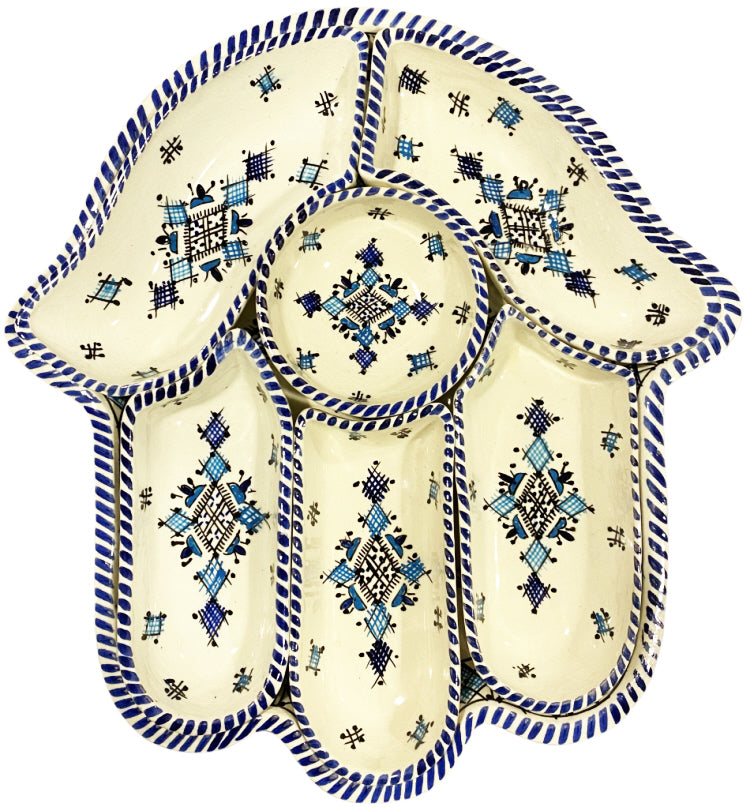 Khamsa appetizer serving set blue-white