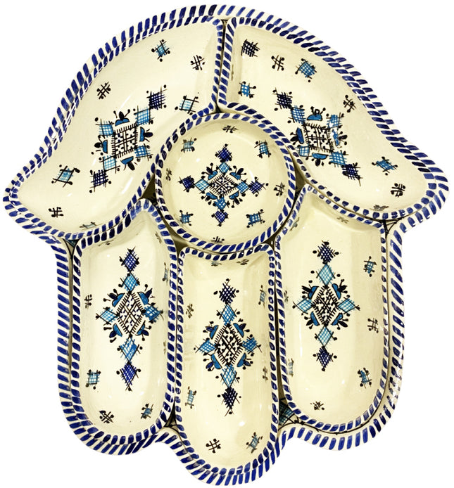 Khamsa hapjesbord serveer set blauw-wit