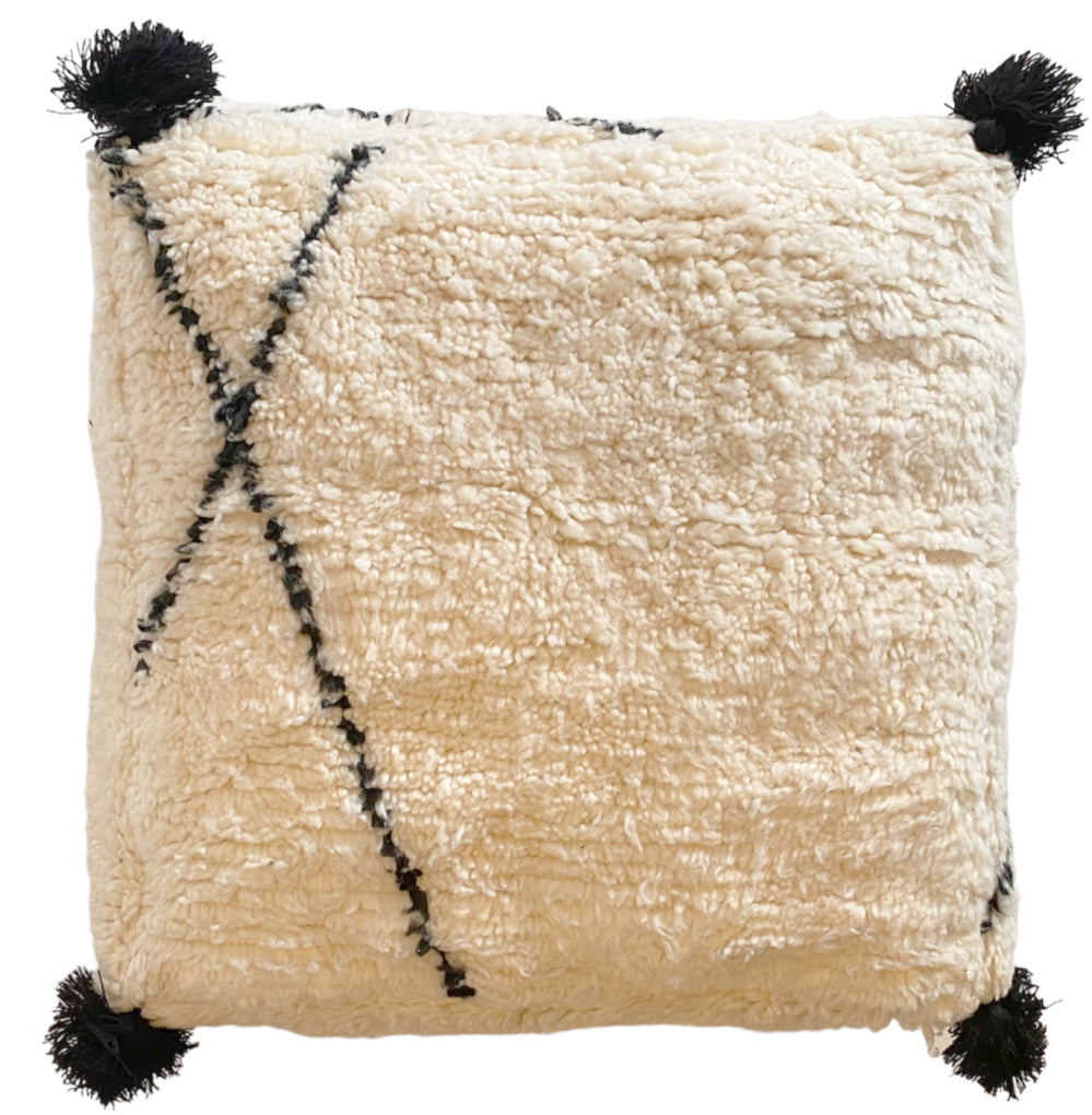 Pouf berbère marocain fait main (Beni Ourain)