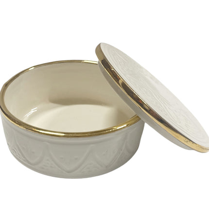 Handgemaakte Keramische Empreinte Pot - Wit Goud