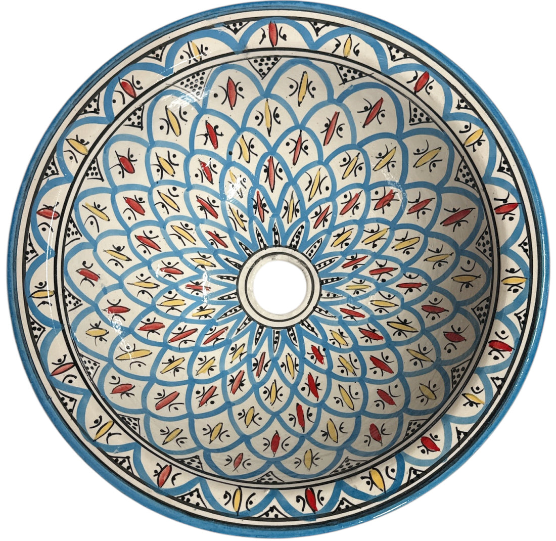 Round vessel sink - Handmade round washbasin - turquoise Ø 40 cm
