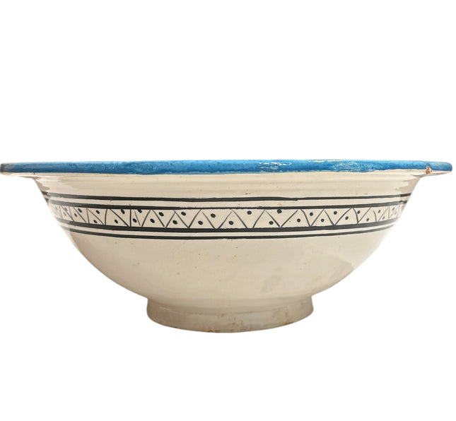 Ronde opbouw wasbak - Handgemaakte ronde waskom - turquoise Ø 35 cm
