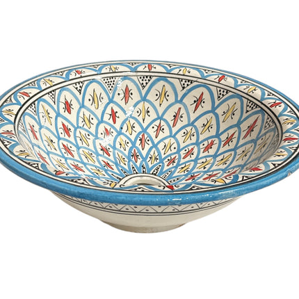 Ronde opbouw wasbak - Handgemaakte ronde waskom - turquoise Ø 35 cm