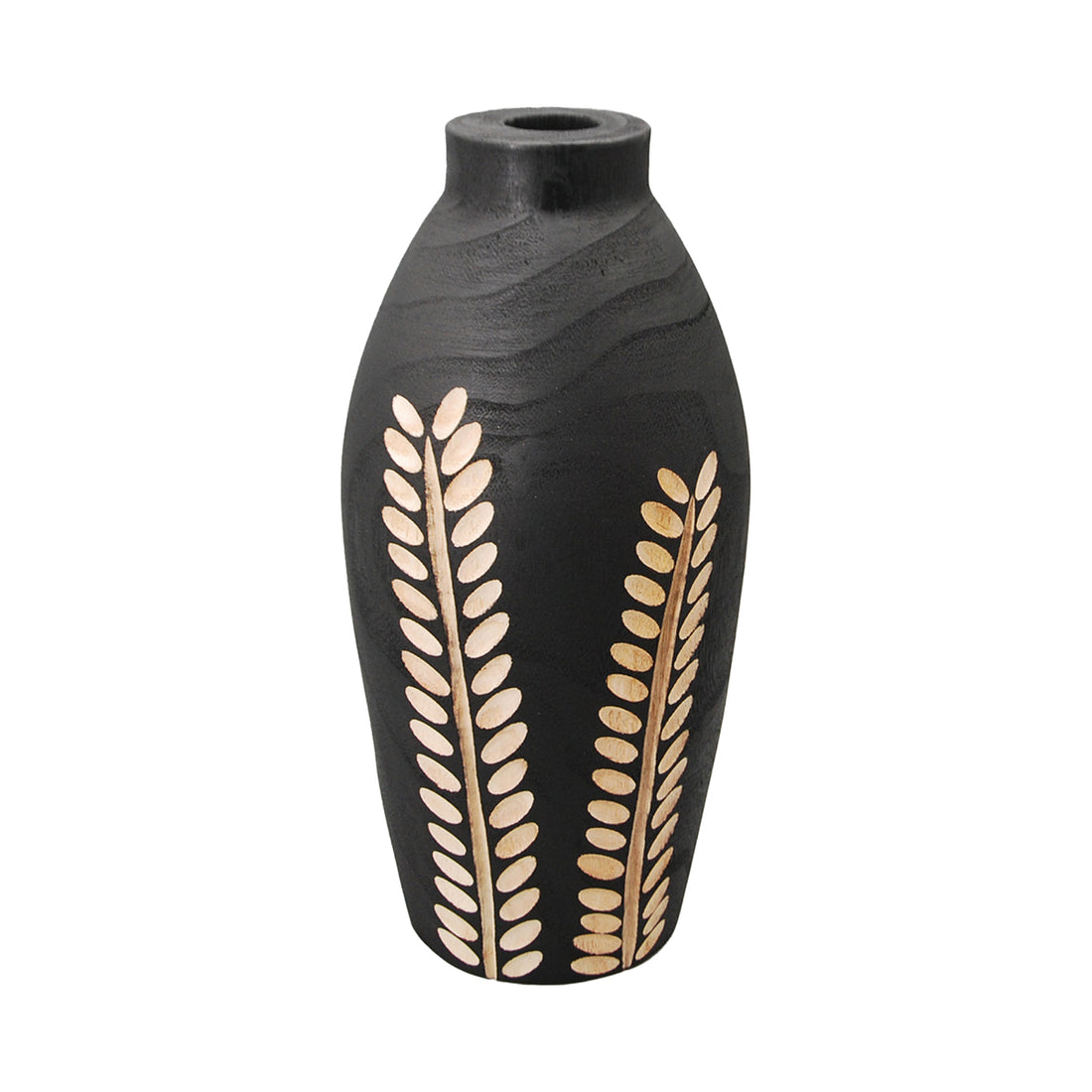 Vase en bois sculpté noir