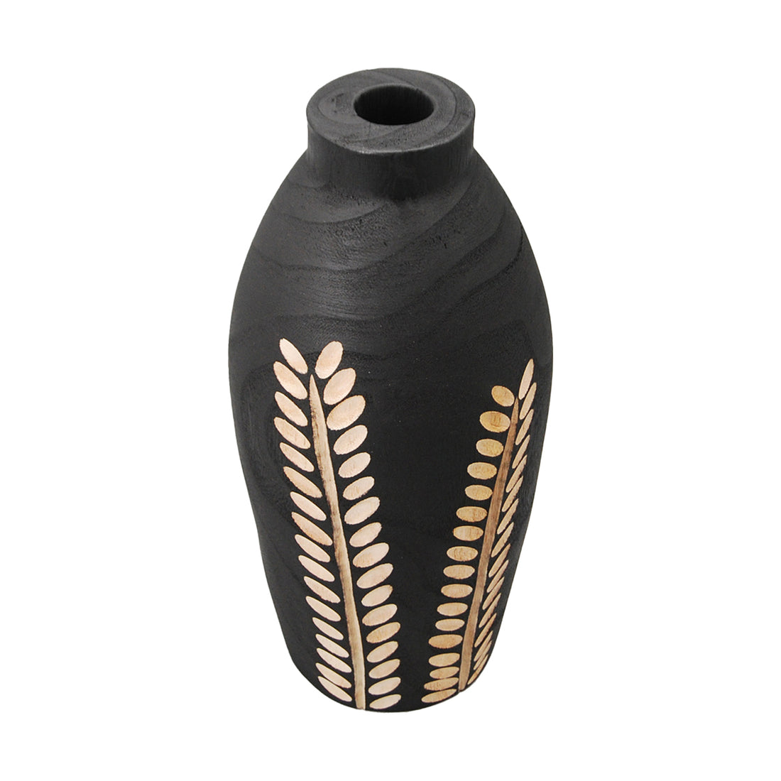 Vase en bois sculpté noir