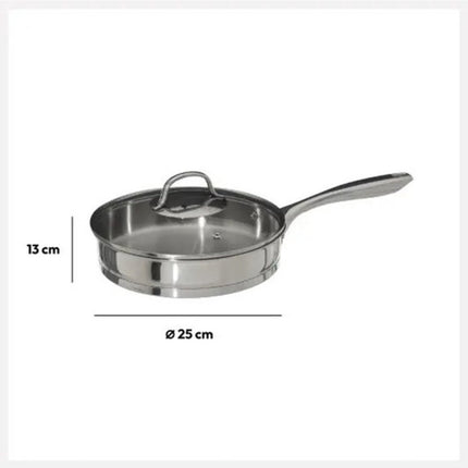 Hapjespan met deksel - Alle kookplaten/warmtebronnen geschikt - zilver - Dia 24 cm