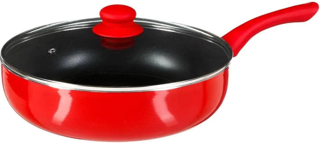 Sauteuse avec couvercle - Tous feux/sources de chaleur compatibles - rouge/noir - Ø 28 cm