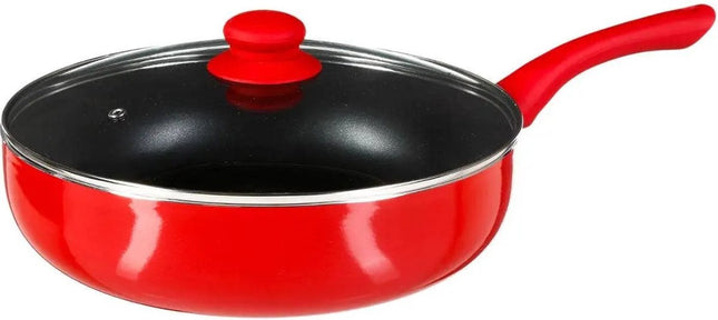 Hapjespan met deksel - Alle kookplaten/warmtebronnen geschikt - rood/zwart - Dia 28 cm
