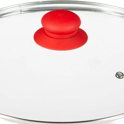 Hapjespan met deksel - Alle kookplaten/warmtebronnen geschikt - rood/zwart - Dia 28 cm