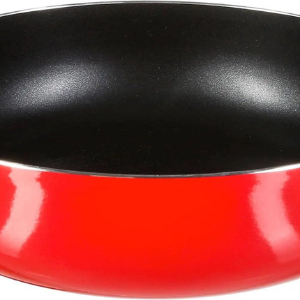 Hapjespan met deksel - Alle kookplaten/warmtebronnen geschikt - rood/zwart - Dia 28 cm