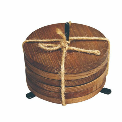 Set van 6 houten onderzetters