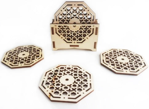 Oosterse houten onderzetters achthoekig