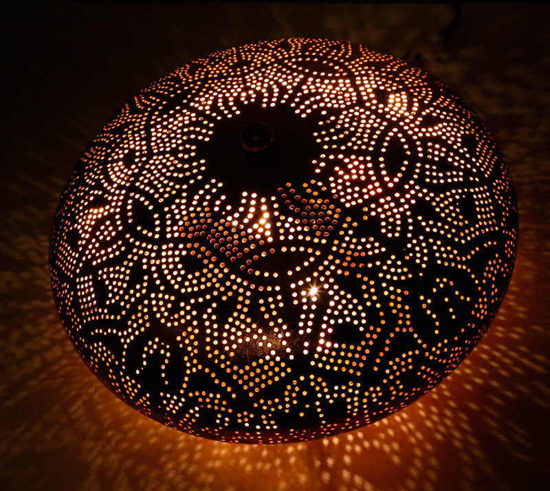 Oriental filigree ceiling lamp 25 cm - vintage copper