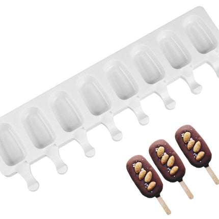 Magnum pops 8 |Chocoladevorm | Bakvorm siliconen | Waterijs maker | 50 Stokjes meegeleverd