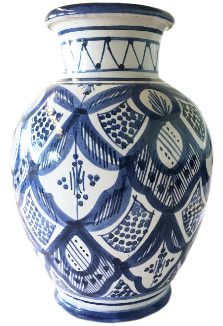 Marokkaanse vaas blauw – handgedraaid en handbeschilderd, 24 cm hoog – foto 2