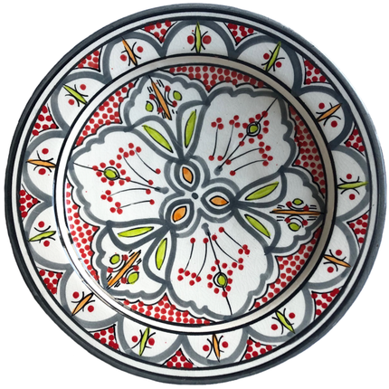 Aardewerk schaaltje Grijs/rood