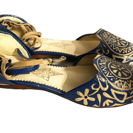 Platte babouche met veters