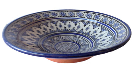 Aardewerk schaal blauw 35 cm