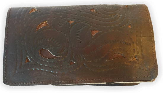 Pochette marron foncé 100% cuir M