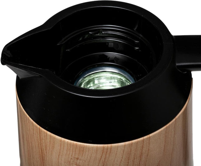 Koffie/thee thermoskan/isoleerkan 1 liter houtlook - Isoleerkannen voor warme / koude dranken