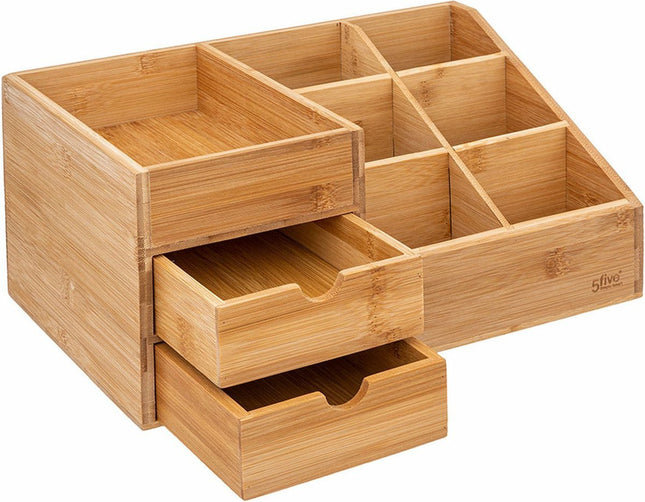 Five Sieraden/make-up organizer - bamboe - rechthoek - 33 x 15 x 20 cm - organizers