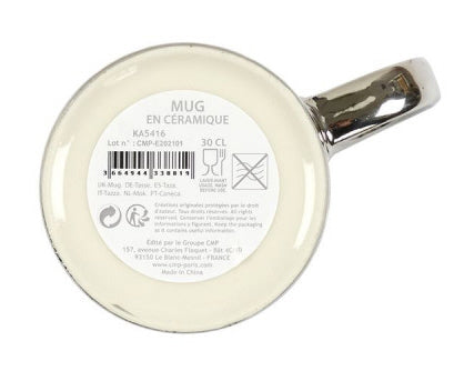 Keramische mok met handvat - wit - zilver