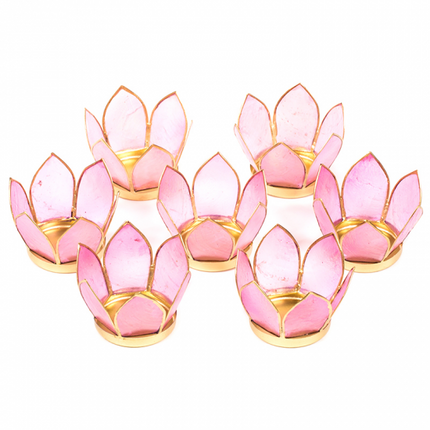 kaarsenhouder set van 7 klein roze
