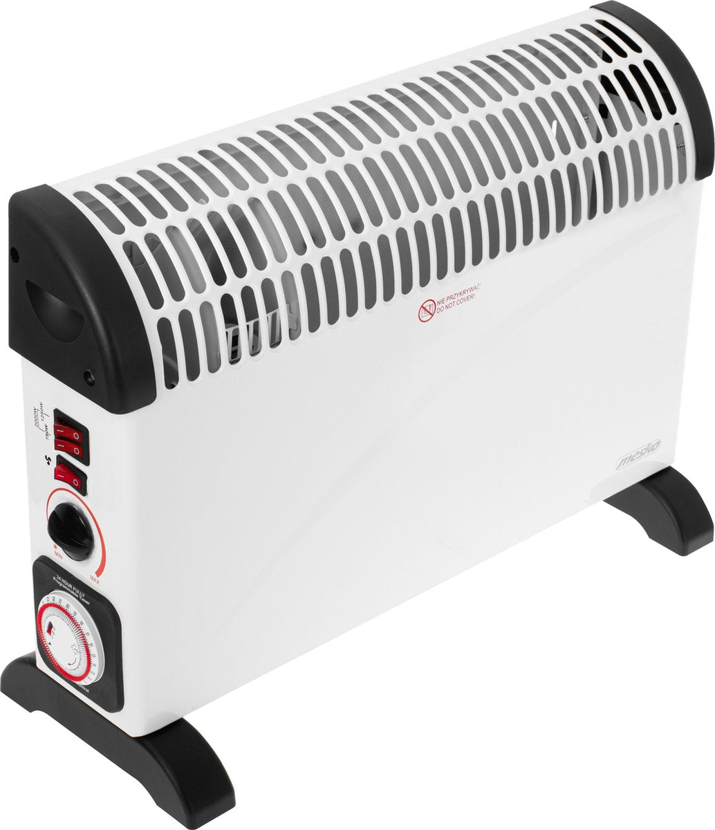 Mesko Electric Convector Heater - 3 Heat Settings - 2000W - Up to 20m² - White - Adjustable Thermostat