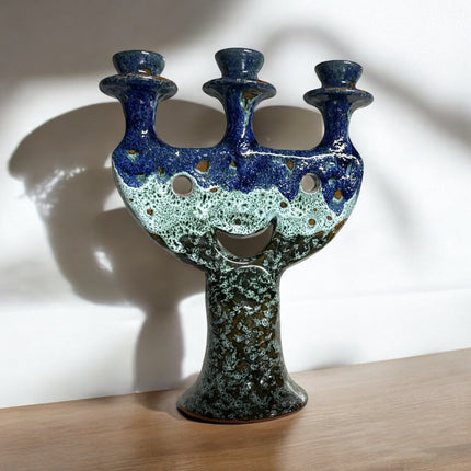 Handgemaakte Marokkaanse Kandelaar in Blauw en Groen