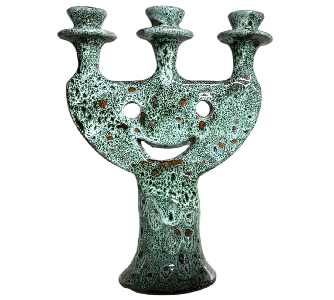 Handmade Moroccan Candle Holder in white and green