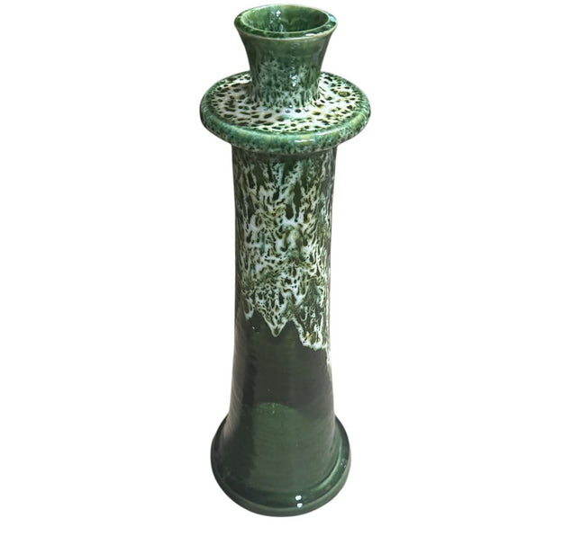 Marokkaanse Kandelaar Groen/Wit Druipglazuur – Handgemaakt Aardewerk (23/28/32 cm)