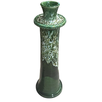 Marokkaanse Kandelaar Groen/Wit Druipglazuur – Handgemaakt Aardewerk (23/28/32 cm)