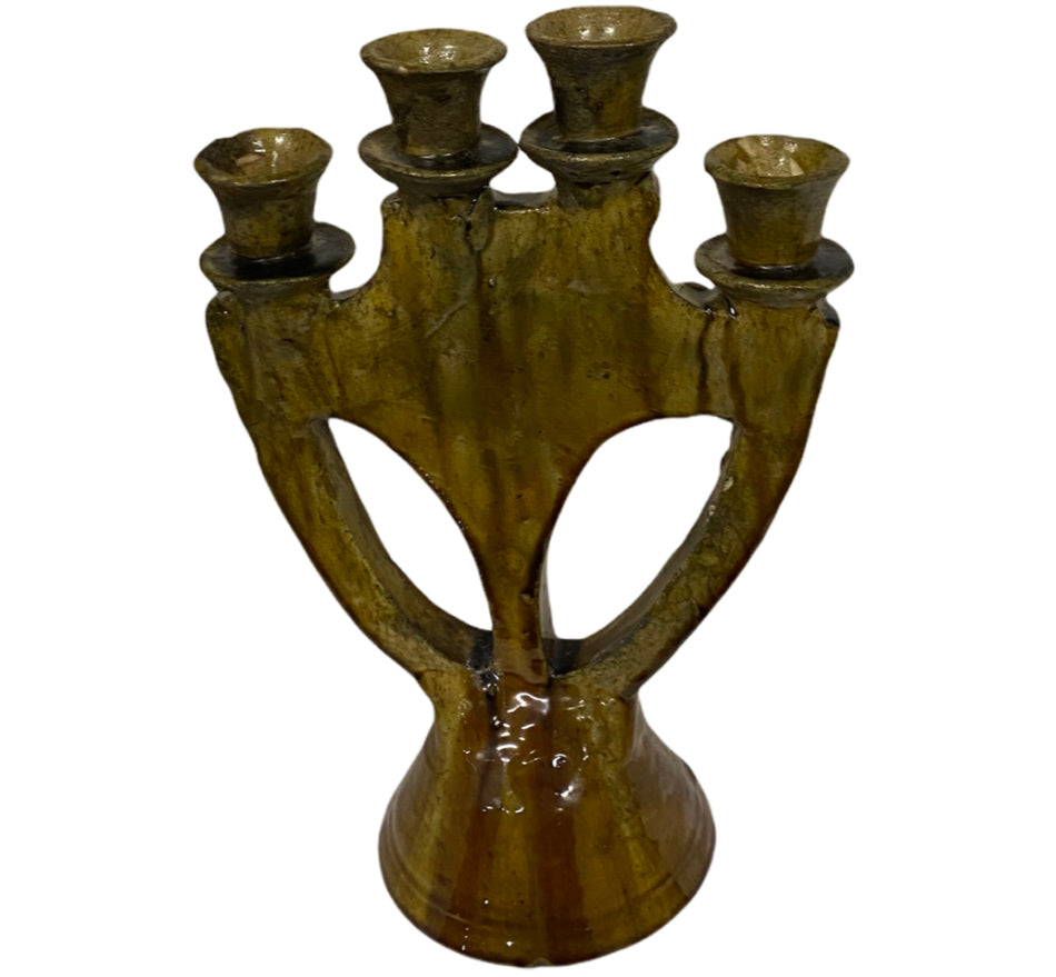 Authentique chandelier de Tamegroute, jaune ocre