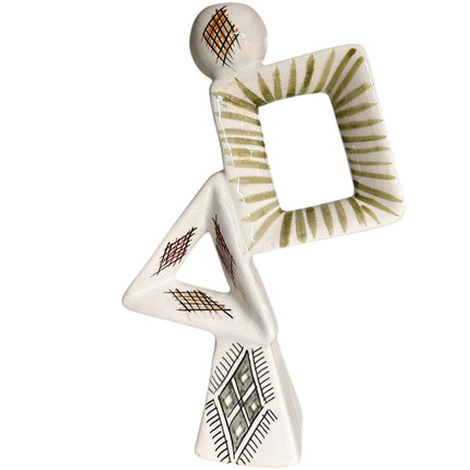 Handgemaakte Marokkaanse Vaas/Kandelaar met Abstract Geometrisch Design