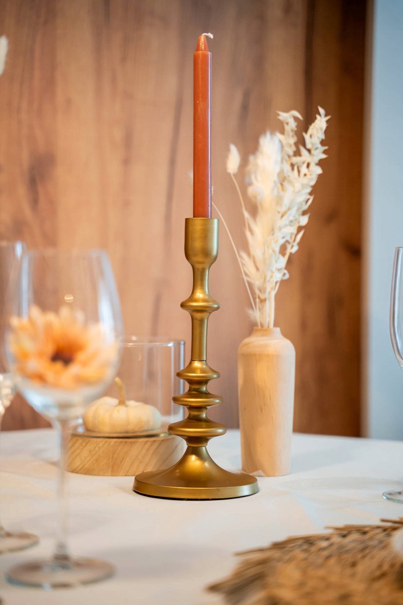 Candlestick - decorative metal - dinner candles - gold - D12 x H26 cm