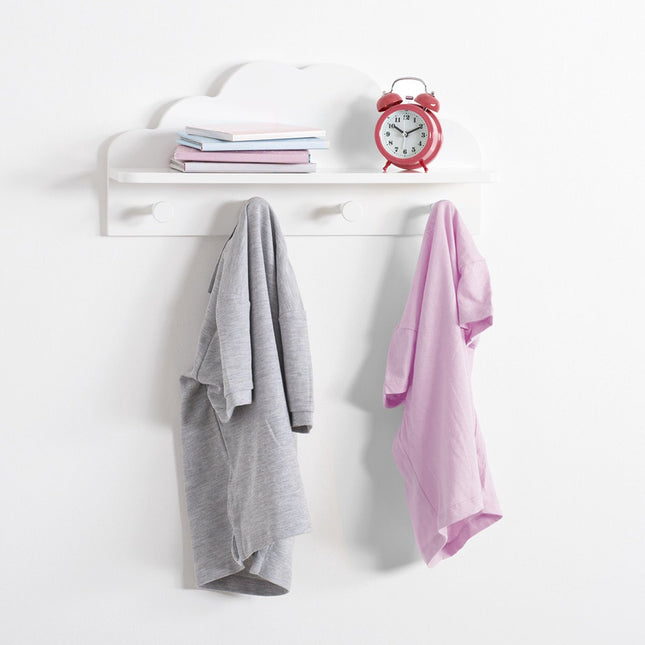 Kapstok Witte wolk - 4 haken - Kinderdecoratie-kinderkapstok