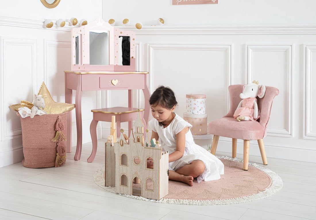 Sphera Dressing Table with Stool for Children - 59.5 x 29 x 98.5 cm - Pink
