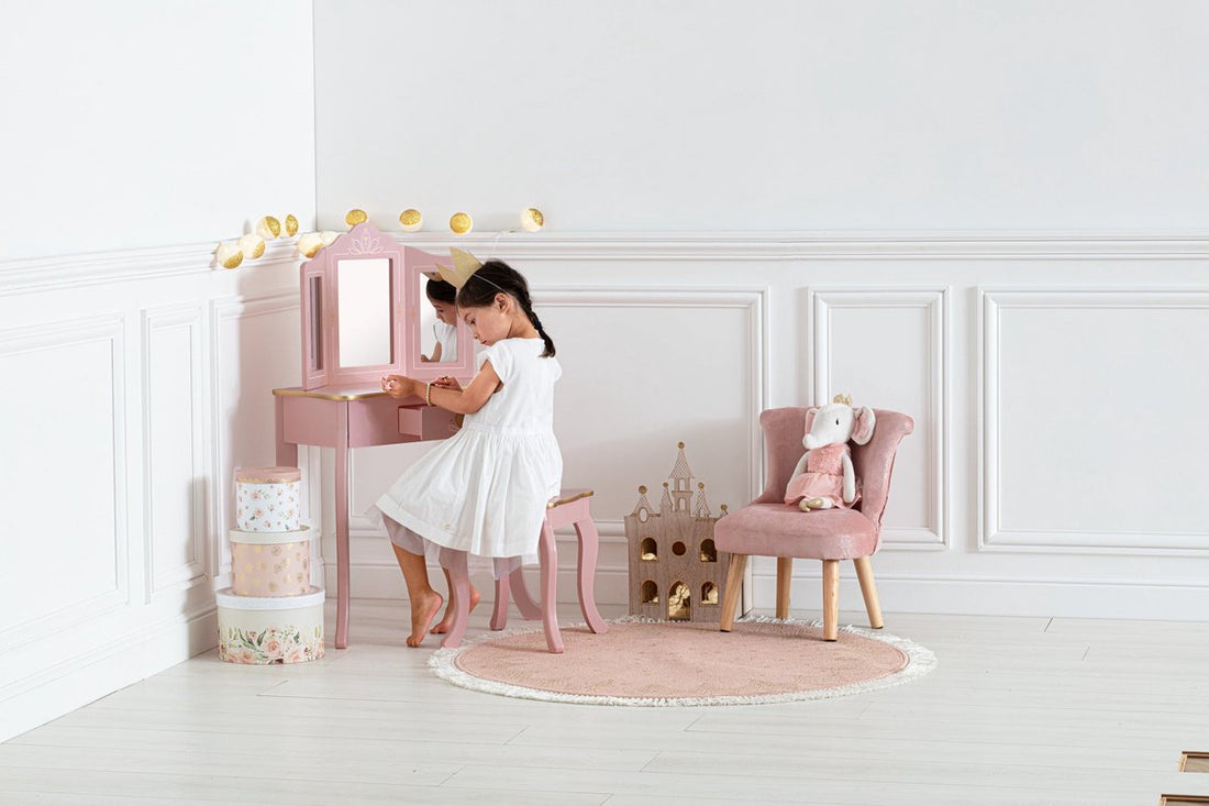 Sphera Dressing Table with Stool for Children - 59.5 x 29 x 98.5 cm - Pink